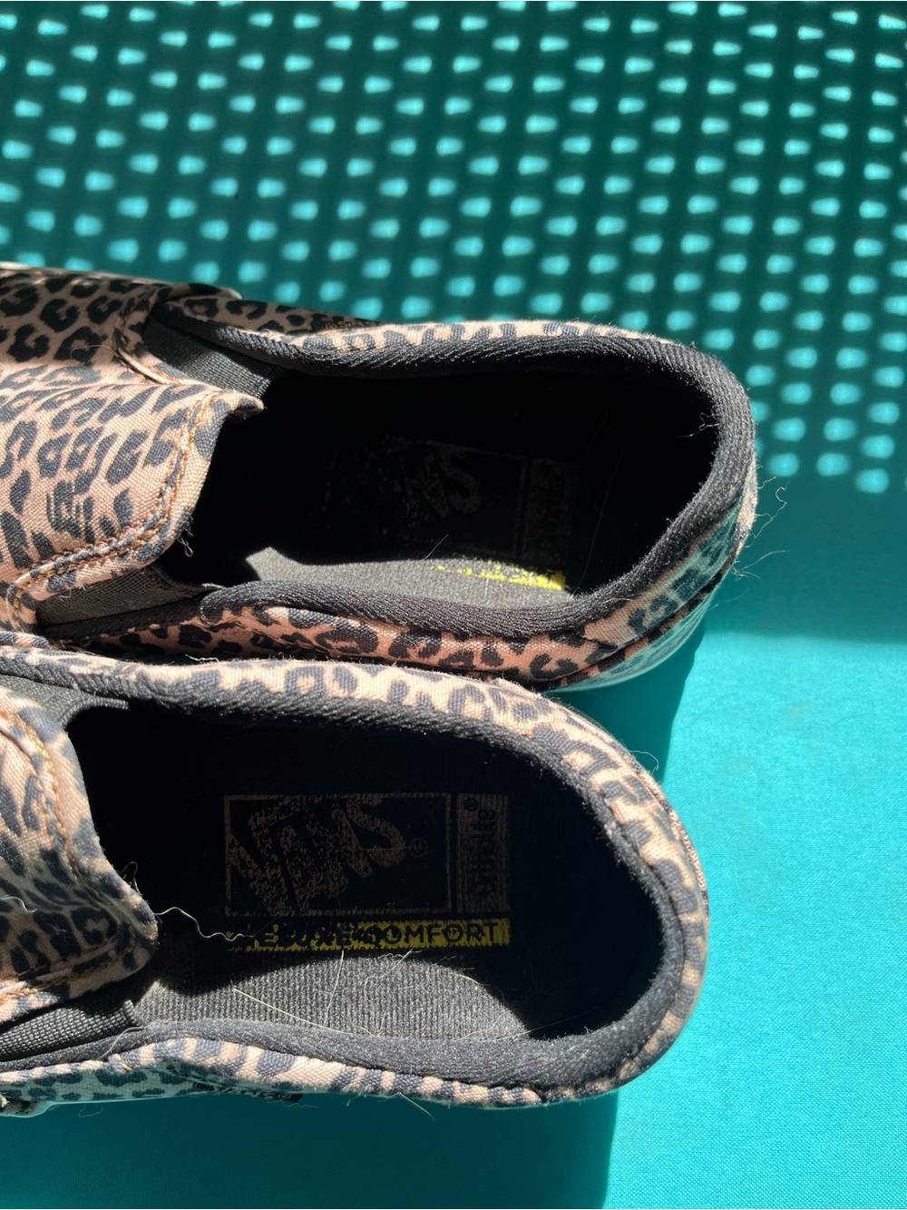 Vans Leopard Print Slip-On Flats - Tan & Black - Picture 4 of 7